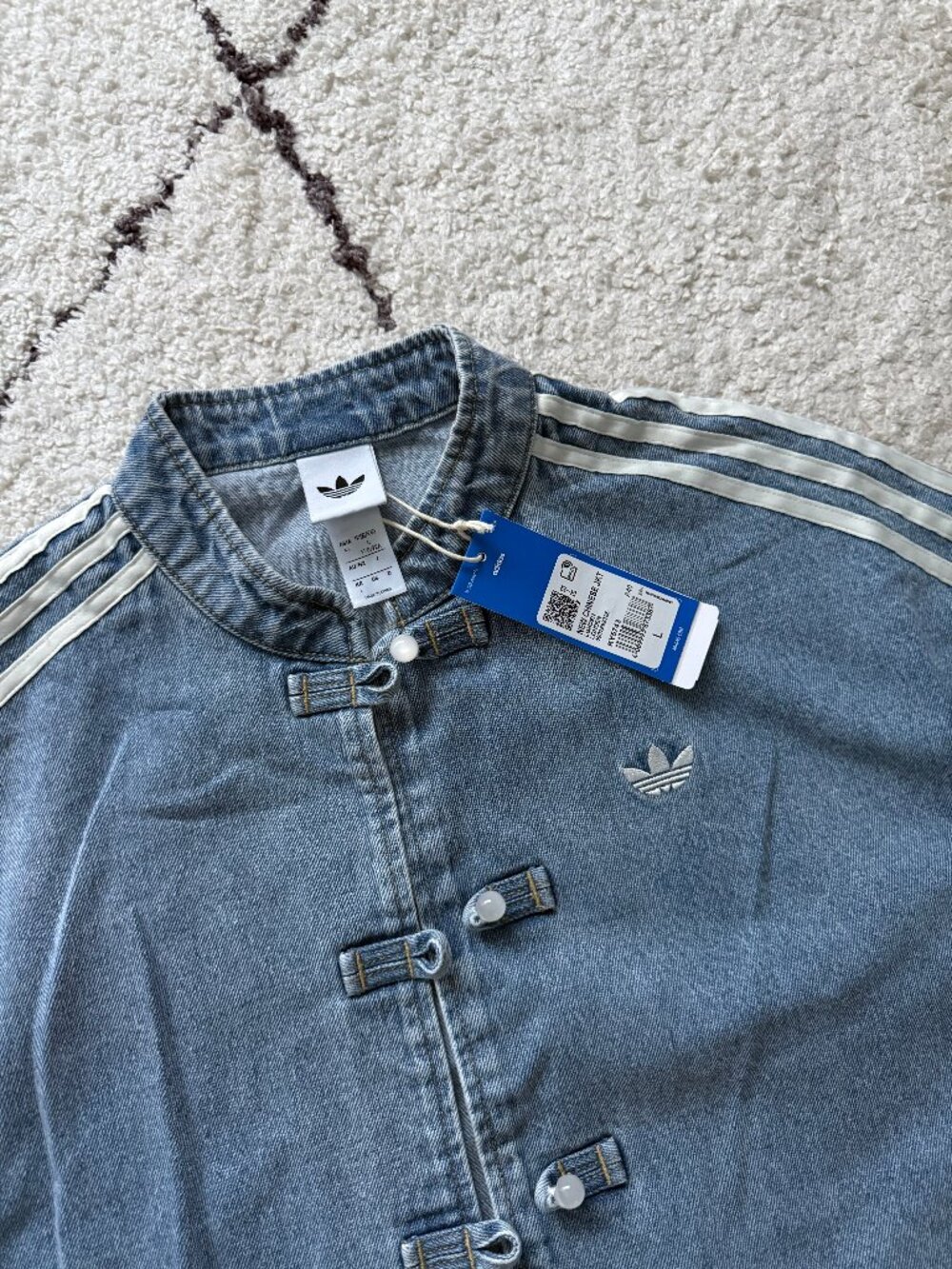 adidas originals Women Chinese Jacket Denim silk floral details BNWT size M/L/XL - Picture 6 of 8